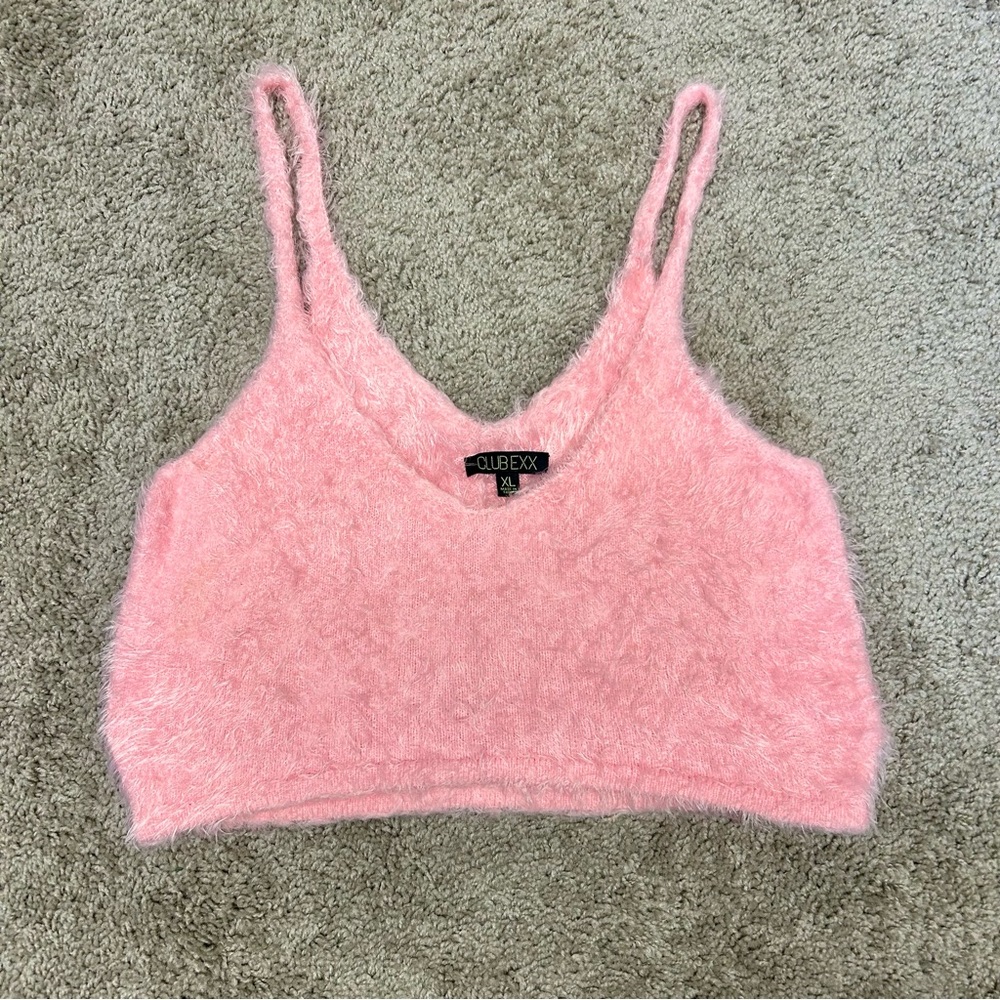 Clubexx Pink Fuzzy Women's Crop Top
